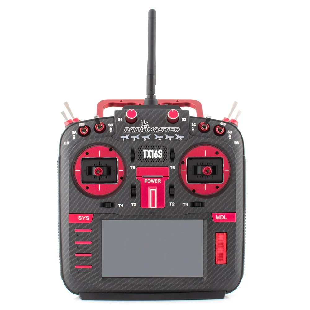 RadioMaster TX16S MKII MAX EdgeTX RC Transmitter w/ V4.0 Hall Gimbals - Choose Version — Carbon Fiber Red / 4-in-1