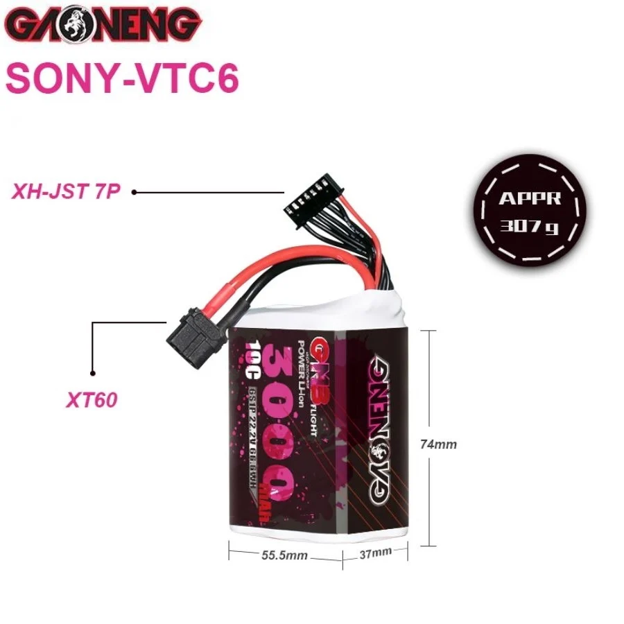 GNB 3000mAh 6S 10C Li-ion Sony VTC6 Long Range Battery - XT60