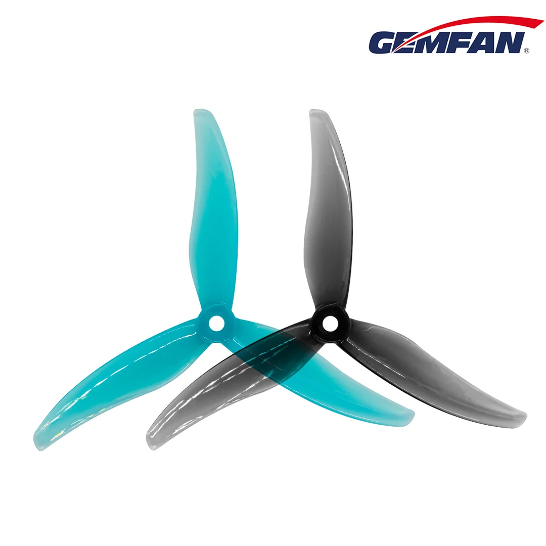 Gemfan Hurricane 5536 Durable Tri-Blade 5.5" Propeller (2CW+2CCW) - Choose Your Color — Clear Blue