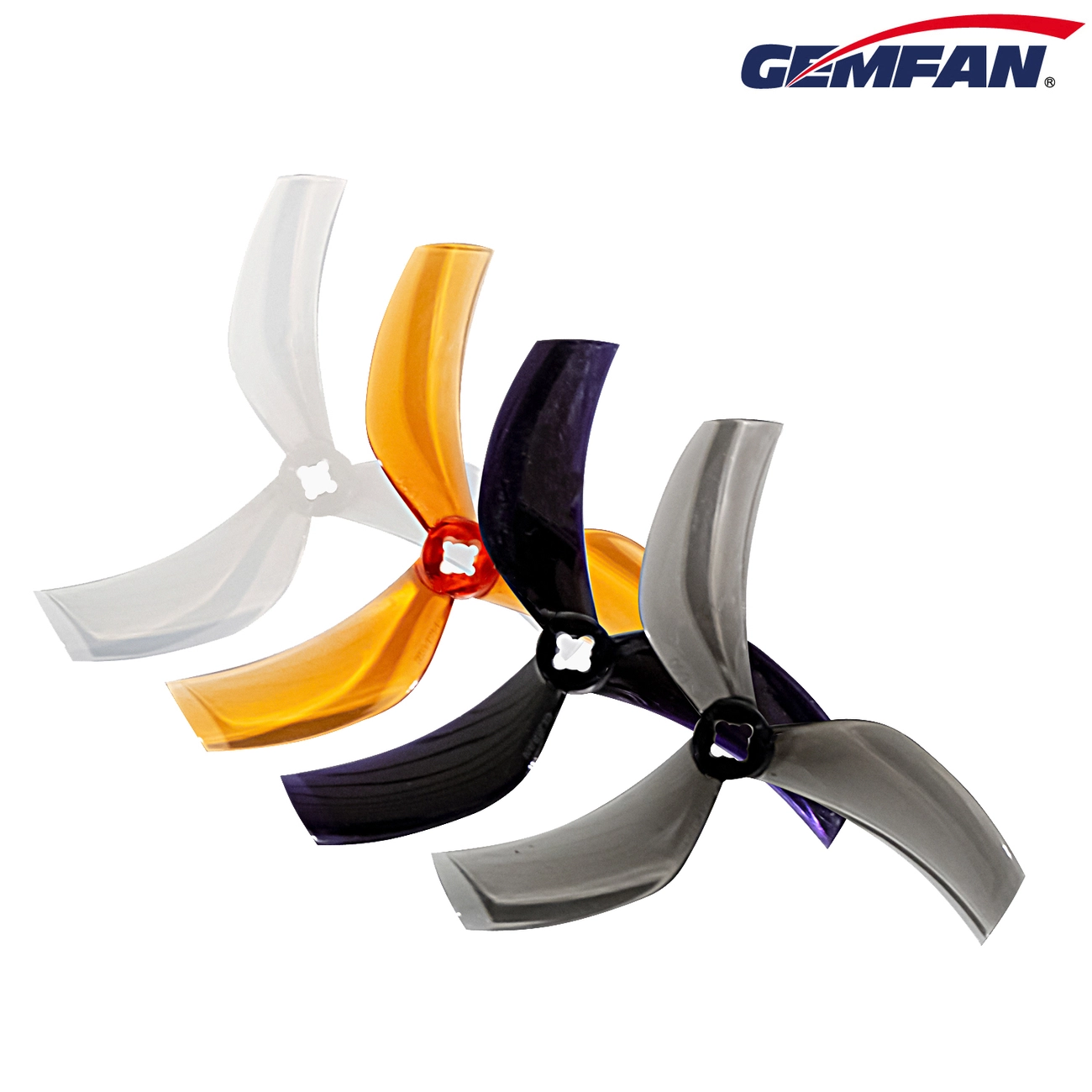 Śmigła Gemfan D90 3 płaty, 2mm/M5 (2CW,2CCW) (Kolor: transparentny)