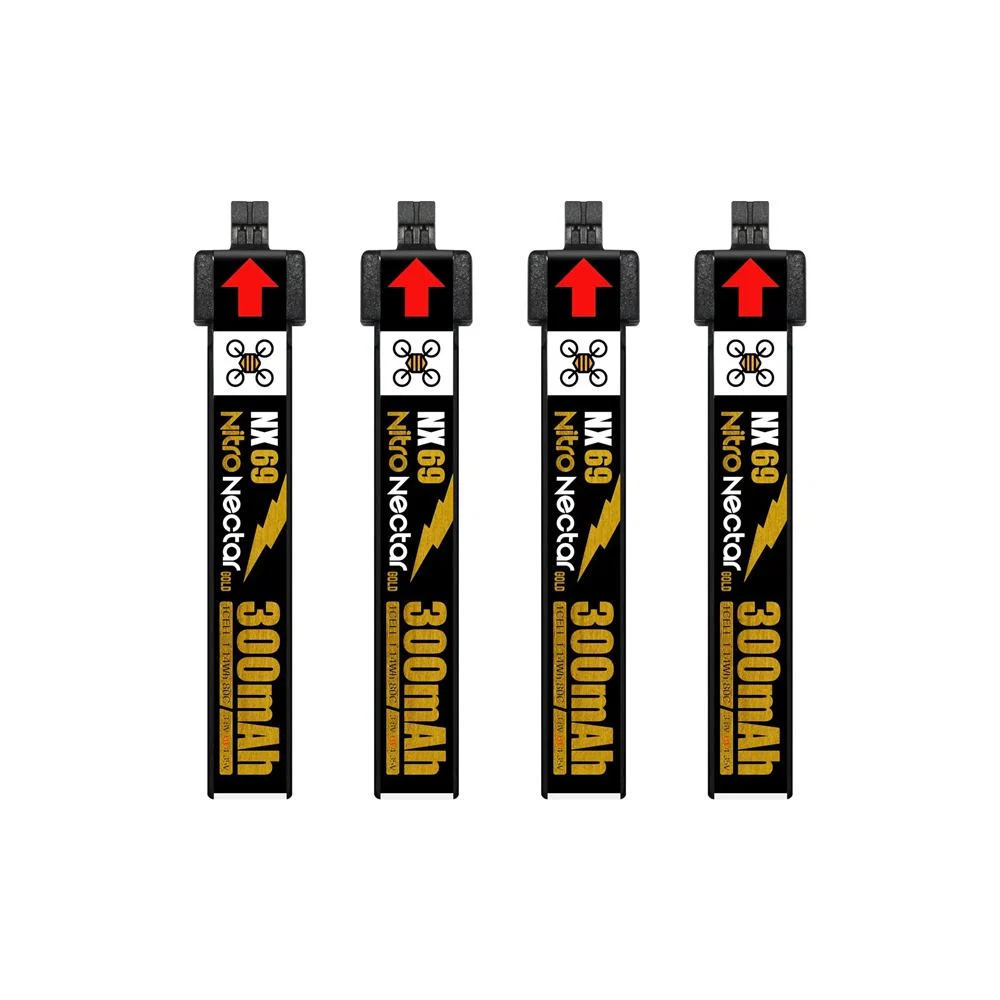 NewBeeDrone Nitro Nectar NX69 300mAh 1S 80C HV LiPo Battery (4 x Batteries)