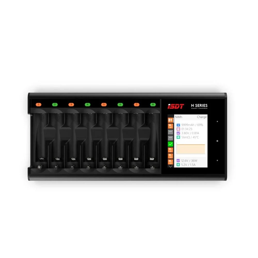 ISDT N8 8-Slot Smart Fast Charger for AA & AAA Rechargeable Batteries