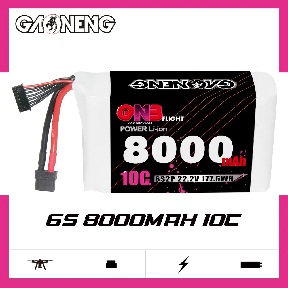 Gaoneng GNB 8000mAh 22.2V 6S 10C 6S2P made with Samsung 21700 40T Long Range/Cinelifter Li-Ion Battery - XT60