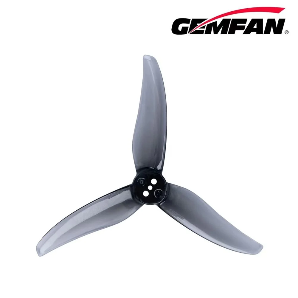 Gemfan Hurricane 3520 Durable Tri-Blade 3.5" T-Mount 1.5mm Propeller (2CW+2CCW) - Choose Color — Clear Grey