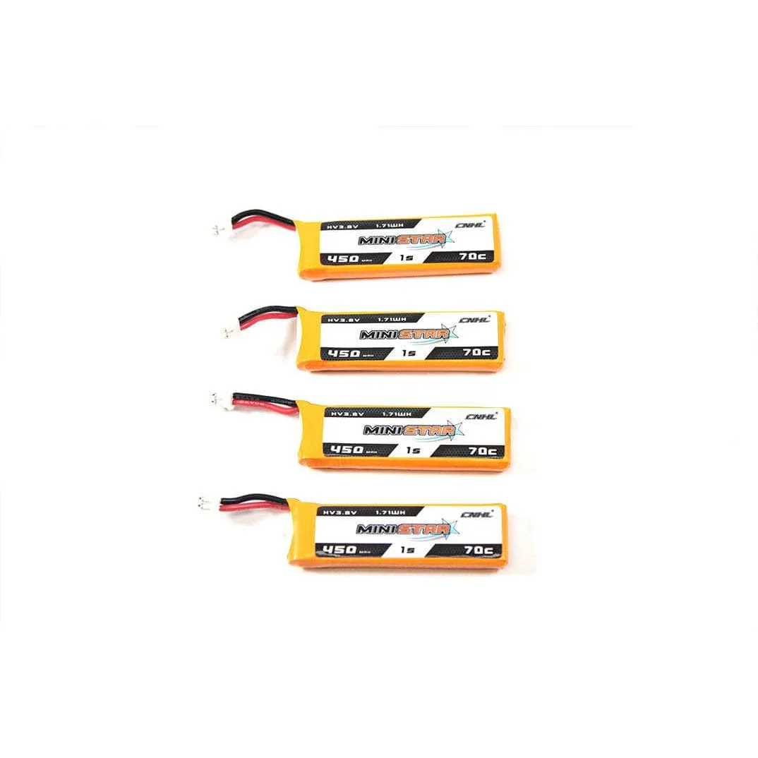 CNHL MiniStar 3.7V 1S 450mAh 70C LiHV Micro Battery (4 Pack) - PH2.0