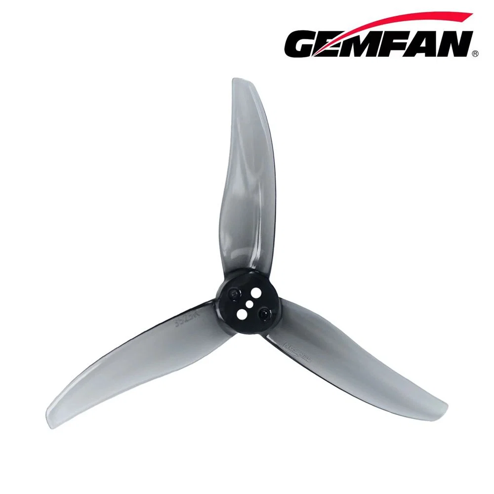 Gemfan Hurricane 3525 Durable Tri-Blade 3.5" Propeller (2CW+2CCW) - Choose Your Color — Clear Grey