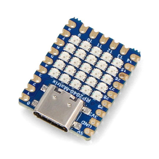 RP2040-Matrix - płytka z mikrokontrolerem RP2040 i matrycą LED 5x5 - Waveshare 24594