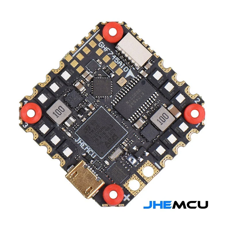 JHEMCU GHF745 HD AIO F7 OSD Flight Controller and Built-In 40A AM32 3-6S 4IN1 ESC - 25x25mm