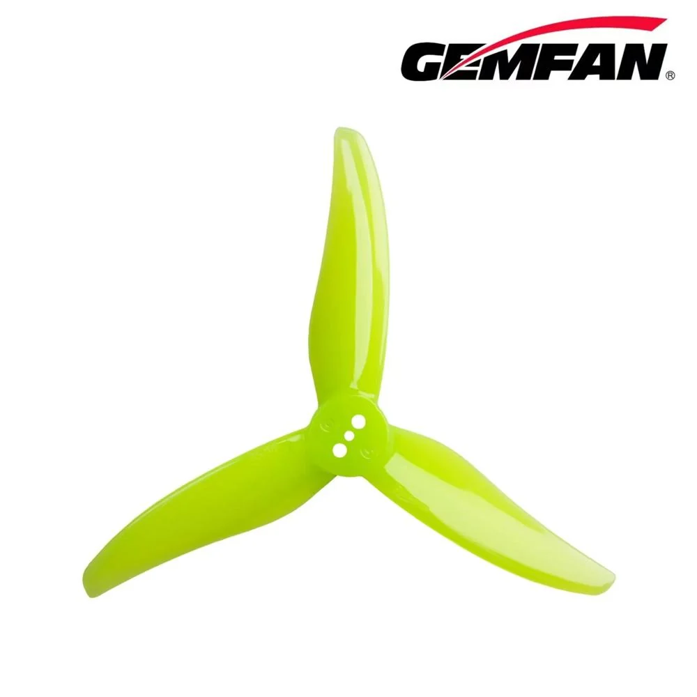 Gemfan Hurricane 3520 Durable Tri-Blade 3.5" T-Mount 1.5mm Propeller (2CW+2CCW) - Choose Color — Yellow