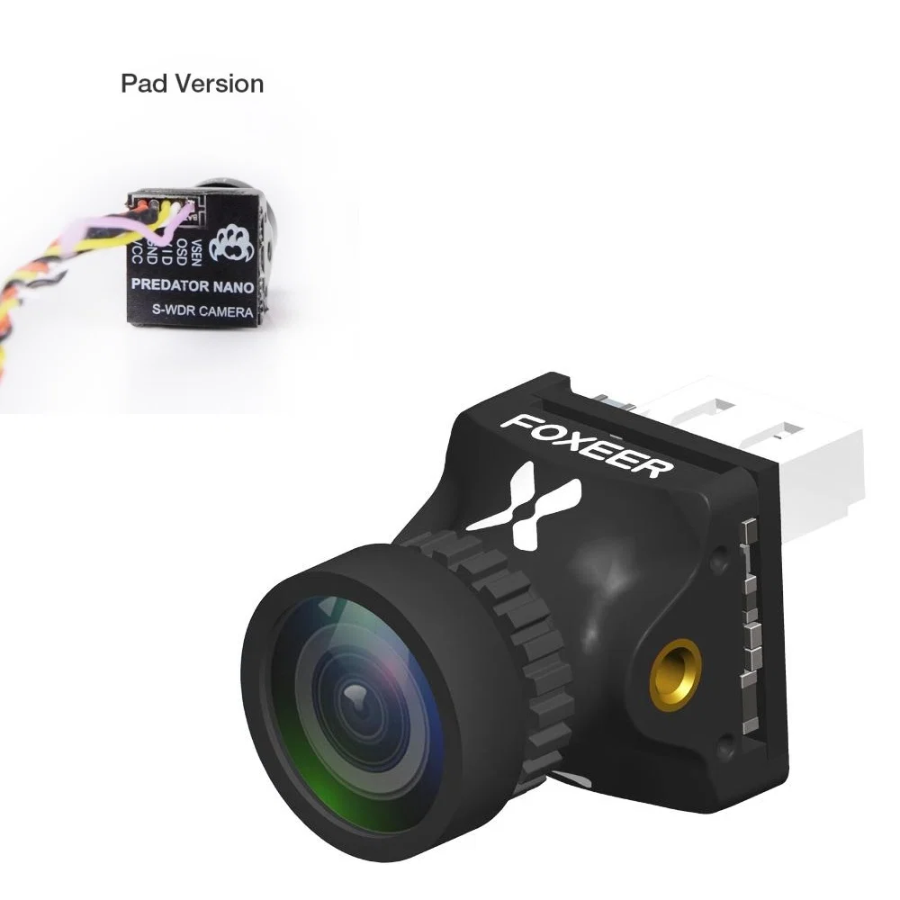 Foxeer Nano Predator 5 Racing FPV Camera 4ms Latency Super WDR — Black / Pad