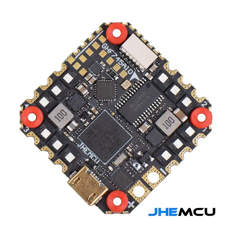 JHEMCU GHF745 HD AIO F7 OSD Flight Controller and Built-In 50A AM32 3-6S 4IN1 ESC - 25x25mm